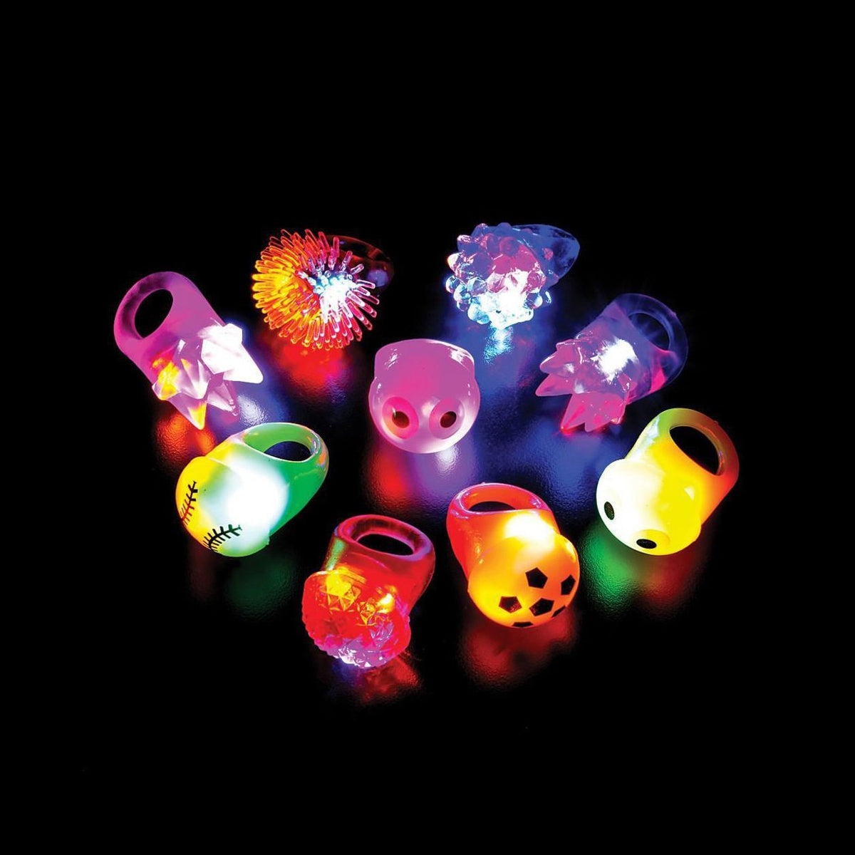 Assorted LED Light Up Flashing Rings One Way Novelties