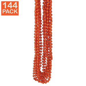 Mardi Gras Beads - Orange 6mm Bead Necklaces - Wholesale Novelty