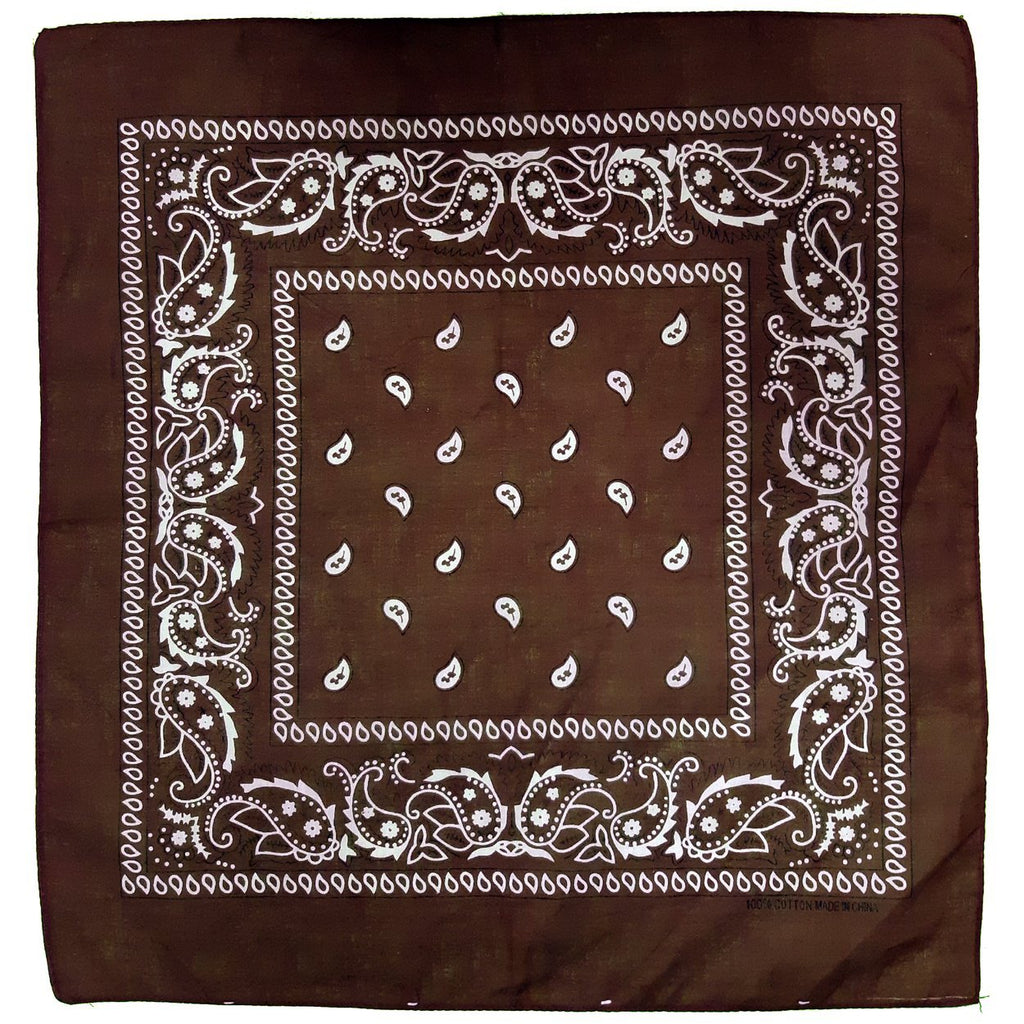 Brown Paisley Bandanas (pack of 12)