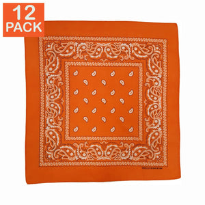 Orange Paisley Bandanas (pack of 12)