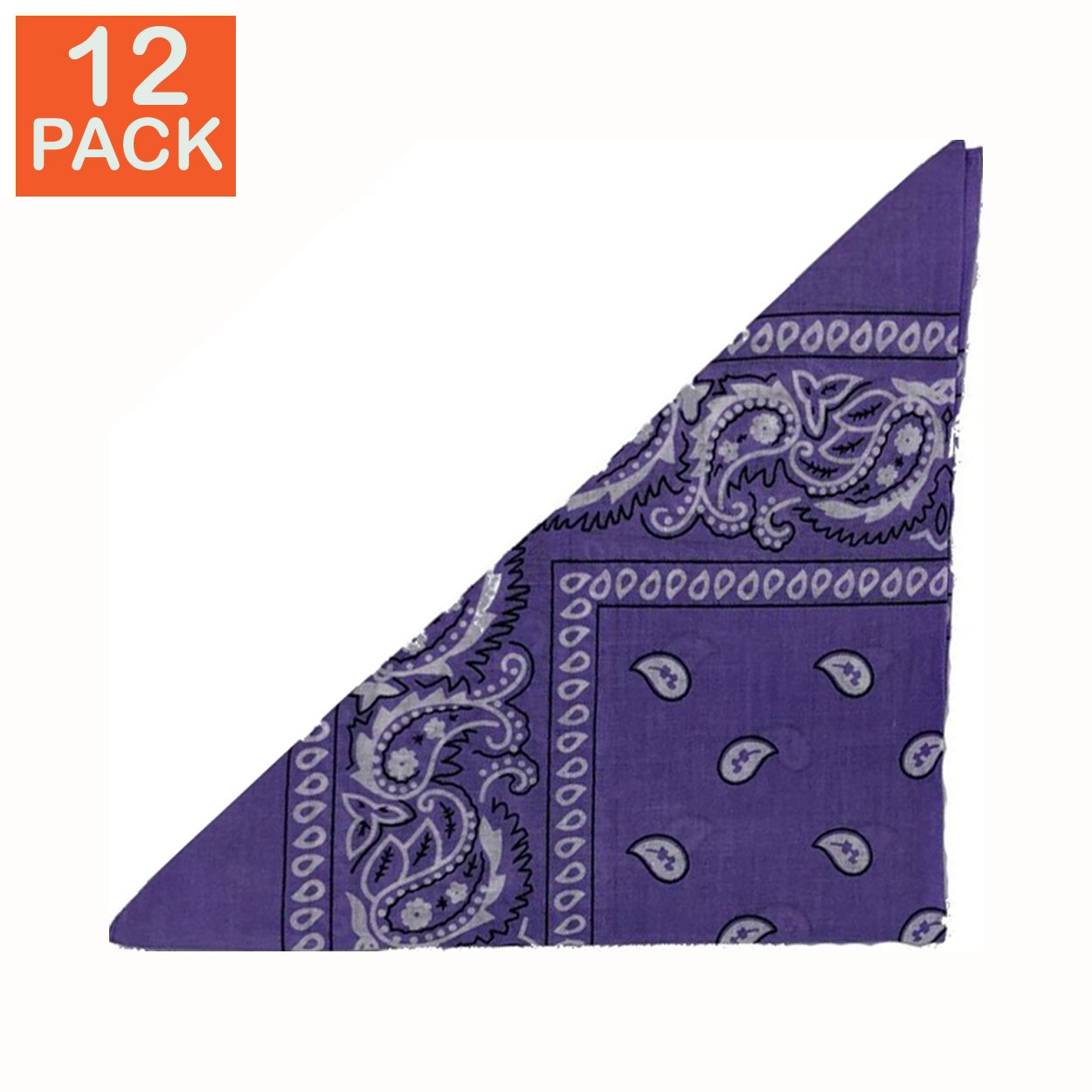 Violet Paisley Bandanas (pack of 12)