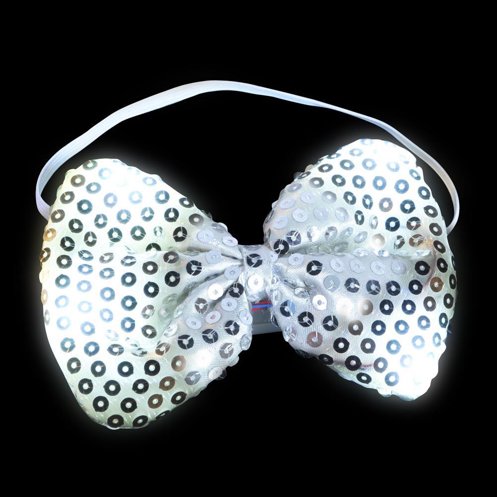 Flashing Silver Sequin Bow Tie