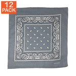 Grey Paisley Bandanas (pack of 12)