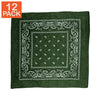 Dark Green Paisley Bandanas (pack of 12)