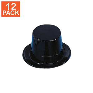 Black Plastic Top Hat  (pack of 12)