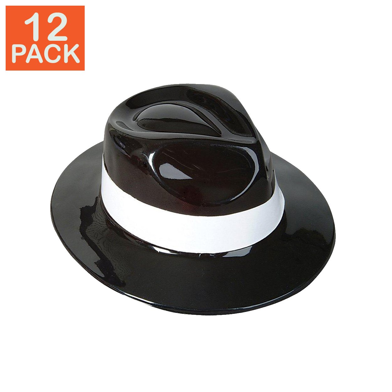 Black Plastic Gangster Hats (pack of 12)