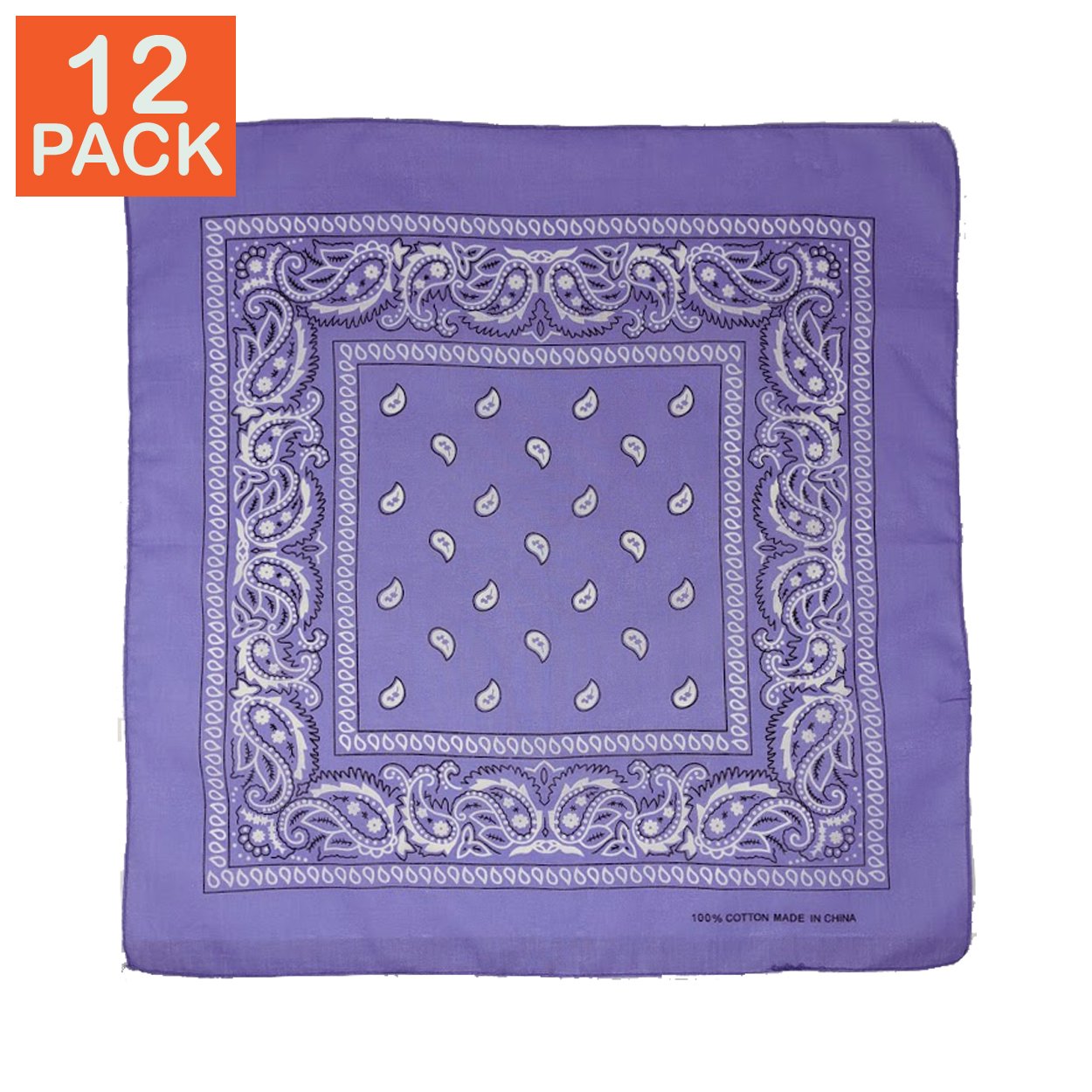 Violet Paisley Bandanas (pack of 12)