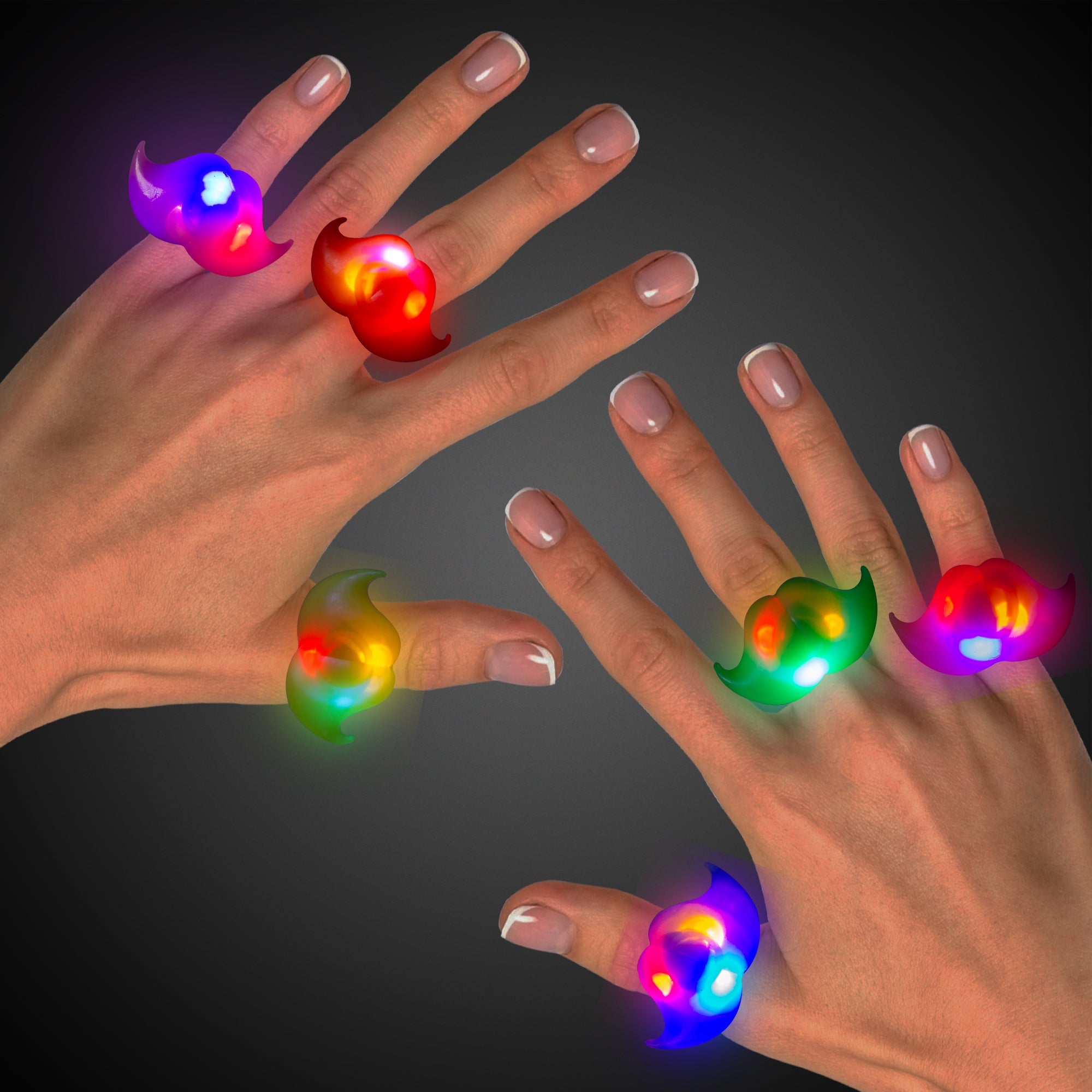 Mustache LED - Jelly Rings  (pack of 24)